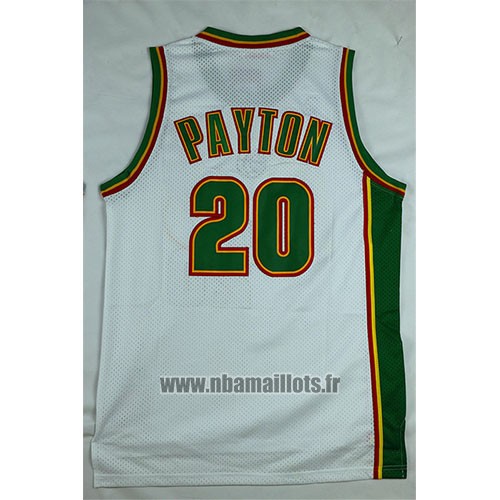 Maillot Historic Retro Seattle Supersonics Gary Payton No 20 Blanc